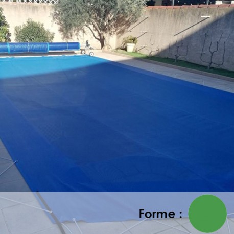 Bâche Piscine rectangulaire 8x14 m - TECPLAST 155PI - Couverture Piscine d' hivernage avec Filet d'écoulement central